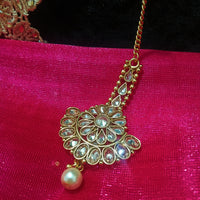 M04_Gorgeous American diamond studded Gold base color Maang Tika.