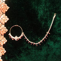 M014_Lovely semi precious stone studded nose ring with the chain along with a touch of beads.