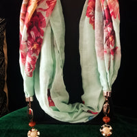 P030_Beautiful Greenish Sky colored Pendent Scarf