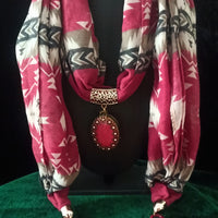 P036_Beautiful Soft maroon color pendant scarf with beautiful patterns with a touch of tassels.