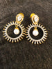 E0568_Premium American Diamond hoop earrings with a touch of pearl drop.