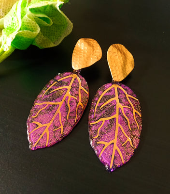 E0572_ Trendy leaf pattern earrings (medium size hanging)