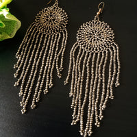 E0571_ Trendy chain drop danglers with disc shaped pattern embellished with beads(Long hanging)