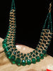 N0256_Trendy Crafted Glossy green bead necklace with delicate craft work.