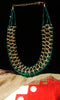 N0256_Trendy Crafted Glossy green bead necklace with delicate craft work.