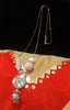 N0258_Trendy long dazzling stone work necklace with a touch of lovely beads with a woolen ball along with a sleek chain.