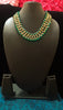 N0256_Trendy Crafted Glossy green bead necklace with delicate craft work.