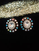 E0574_Classy stone studs with a touch of multi color stones.