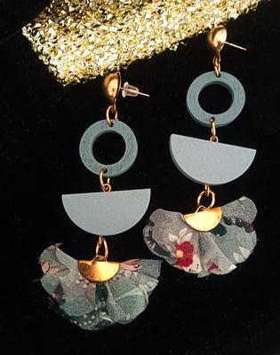 E0579_Lovely crafted hangings with geometric designs with a touch of fabric (long hanging)