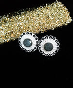 E0586_Lovely white flower design studs with a touch of shining stones.