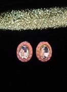 E0598_Elegant Dazzling oval shaped pink studs.
