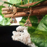 E0606_Lovely golden color butterfly designed earring with a triangular drop of stone(ear drop hanging)