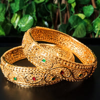 B0169_Gorgeous Crafted Gold plated bangles with delicate designs with a touch of stones.