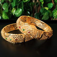 B0170_Gorgeous Crafted Gold plated bangles with beautiful designs with a touch of stones.