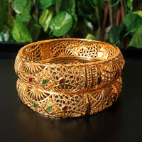 B0170_Gorgeous Crafted Gold plated bangles with beautiful designs with a touch of stones.