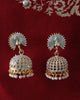 E0617_Lovely German Silver oxidized crafted jumkas with peacock design with a touch of pearls(medium size hangings).