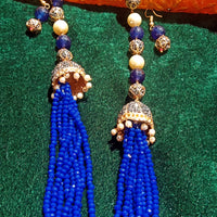 N0131_Gorgeous  blue color Crystal necklace set studded with stones with a touch of pearls & beads.