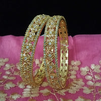 B065_Gorgeous Gold plated bangles  studded with  American Diamond  stones.