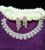 N0256_1 Beguiling crafted American Diamond stones engraved choker necklace set with delicate art work of leafy designs.