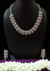 N0256_1 Beguiling crafted American Diamond stones engraved choker necklace set with delicate art work of leafy designs.