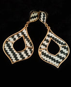 E0609_Classy knitted black & white pattern danglers with delicate craft work(medium size)