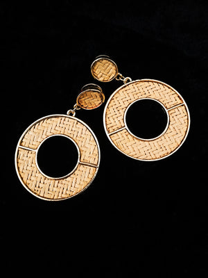 E0610_Trendy circular shape knitted pattern earrings with delicate craft work(medium size)
