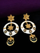 E0612_Gorgeous circular dangles with a delicate work of stones flower designs(long hanging)