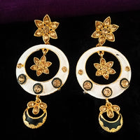 E0612_Gorgeous circular dangles with a delicate work of stones flower designs(long hanging)