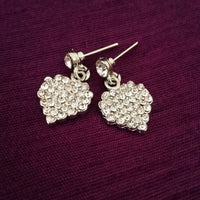 E0618_Lovely heart shaped earrings with a touch of shiny stones(ear drop hangings)