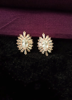 E0621_Elegant Rose Gold American Diamond studs with delicate work.