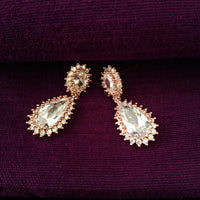 E0622_Elegant Rose Gold American Diamond ear drop hanging with delicate work.
