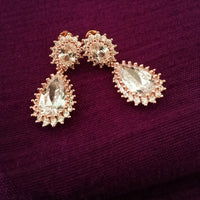 E0622_Elegant Rose Gold American Diamond ear drop hanging with delicate work.