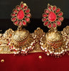 E0110_Gorgeous Meenakari jumka studded with semi precious red stones and small beads.