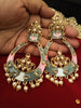 E0633_Gorgeous crafted grey and pink touch Meenakari danglers studded with stones with a touch of pearls.