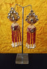 E0133_Classy crystal chain drop earring with delicate kundan work with a touch of pearls.