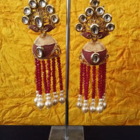 E0133_Classy crystal chain drop earring with delicate kundan work with a touch of pearls.
