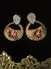 E0645_Classy ring shaped earrings with delicate stone work of American Diamond stones with a touch of pink stones.