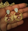 E0645_Classy ring shaped earrings with delicate stone work of American Diamond stones with a touch of pink stones.