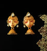 E0635_Beautiful crafted women face embossed earrings with a touch of stones.