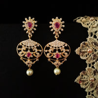 E0640_Gorgeous crafted danglers with a touch of American Diamond stones & pearl drops.