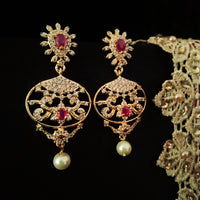 E0640_Gorgeous crafted danglers with a touch of American Diamond stones & pearl drops.