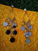 E0649_Trendy designer diamond shaped danglers with a touch of shiny disc shaped ring patterns & stone work.
