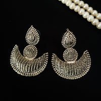E0655_Classic german silver oxidized earrings with delicate work.