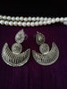 E0655_Classic german silver oxidized earrings with delicate work.