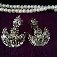 E0655_Classic german silver oxidized earrings with delicate work.