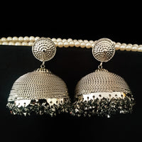 E0675_Gorgeous grand German silver oxidized jumkas with a touch of bead drops.