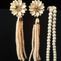E0676_Gorgeous grand crystal chain drop danglers with flowery design embellished with stones.