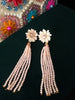 E0676_Gorgeous grand crystal chain drop danglers with flowery design embellished with stones.