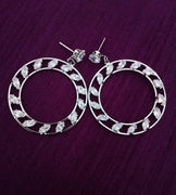 E0672_Trendy hoop earring with a touch of dazzling stones(medium size hanging)