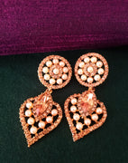 E0685_Gorgeous dazzling stone studded earrings with delicate work of pearls.